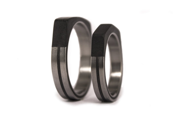 Titanium and carbon fiber wedding bands (00320_4N_00321_5N)