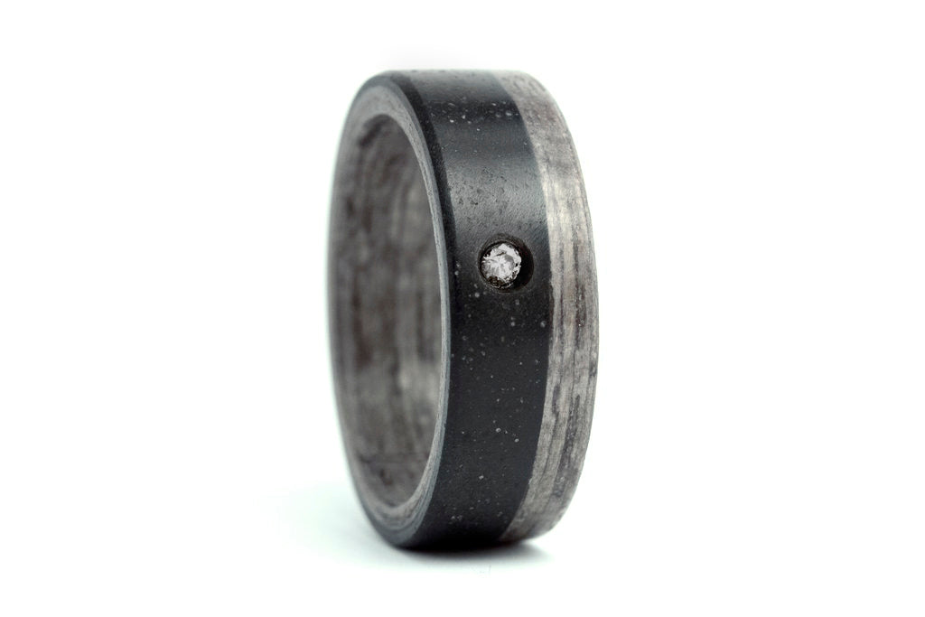 Concrete and bentwood ring with Swarovski (00903_5S)