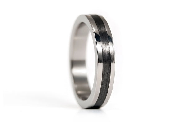 Polished titanium and carbon fiber wedding bands (00347_4N7N)