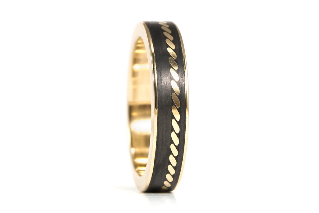 8mm Exclusieve goudkleurige titanium ring met gesmeed carbon – Gemini  Official