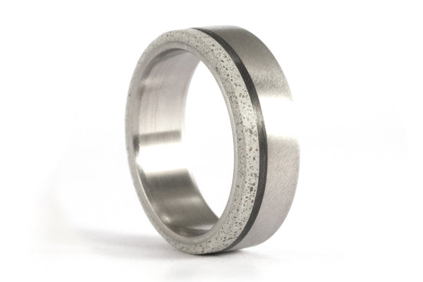 Titanium, concrete and carbon fiber ring (00803_7N)